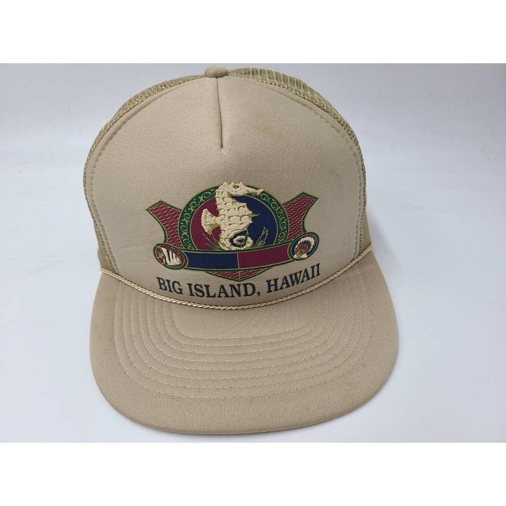 Vintage Big Island Hawaii Seahorse Mesh Trucker Snapback (Fits Small) Hat Cap